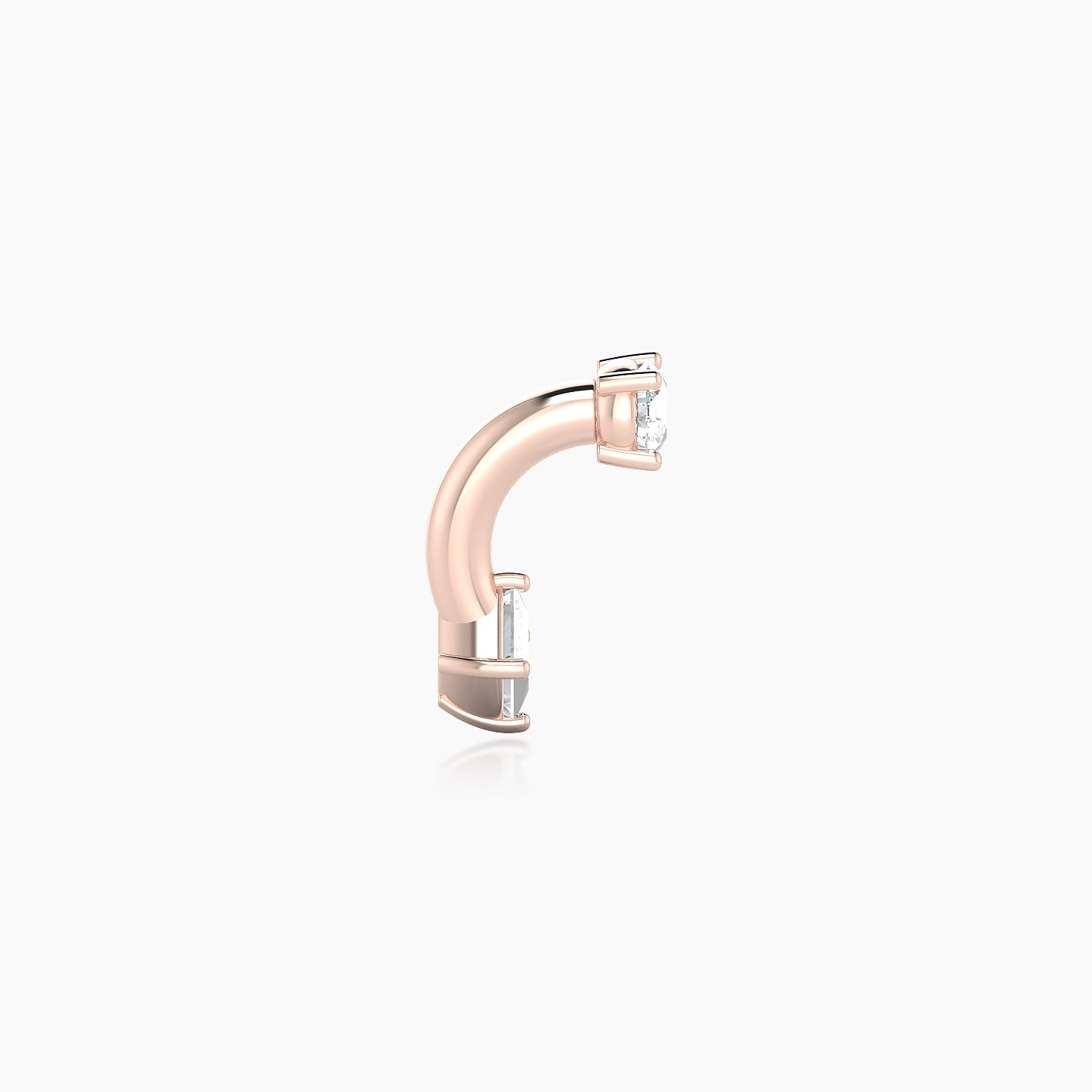 Nut | 18k Rose Gold 6 mm 3 mm Princess Diamond Navel Piercing