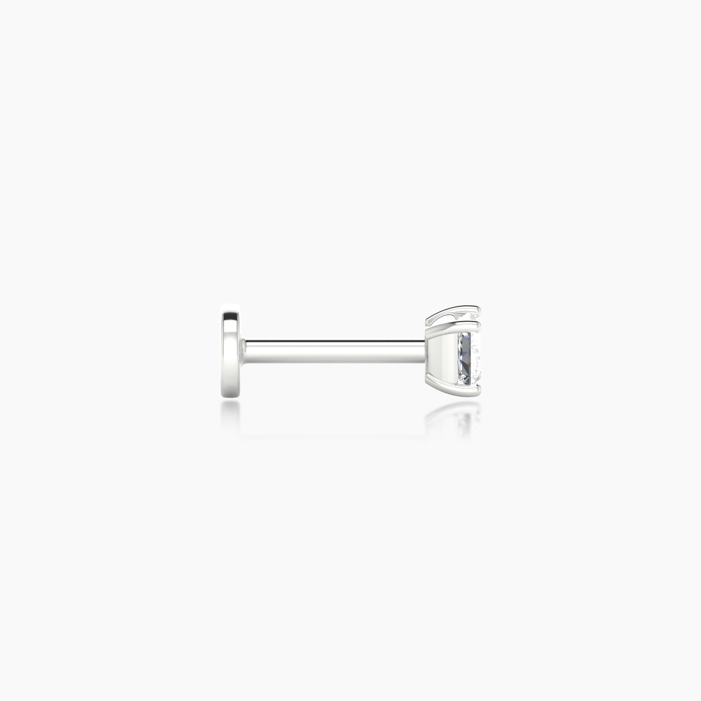 Nut | 18k White Gold 3 mm 6.5 mm Princess Diamond Nostril Piercing