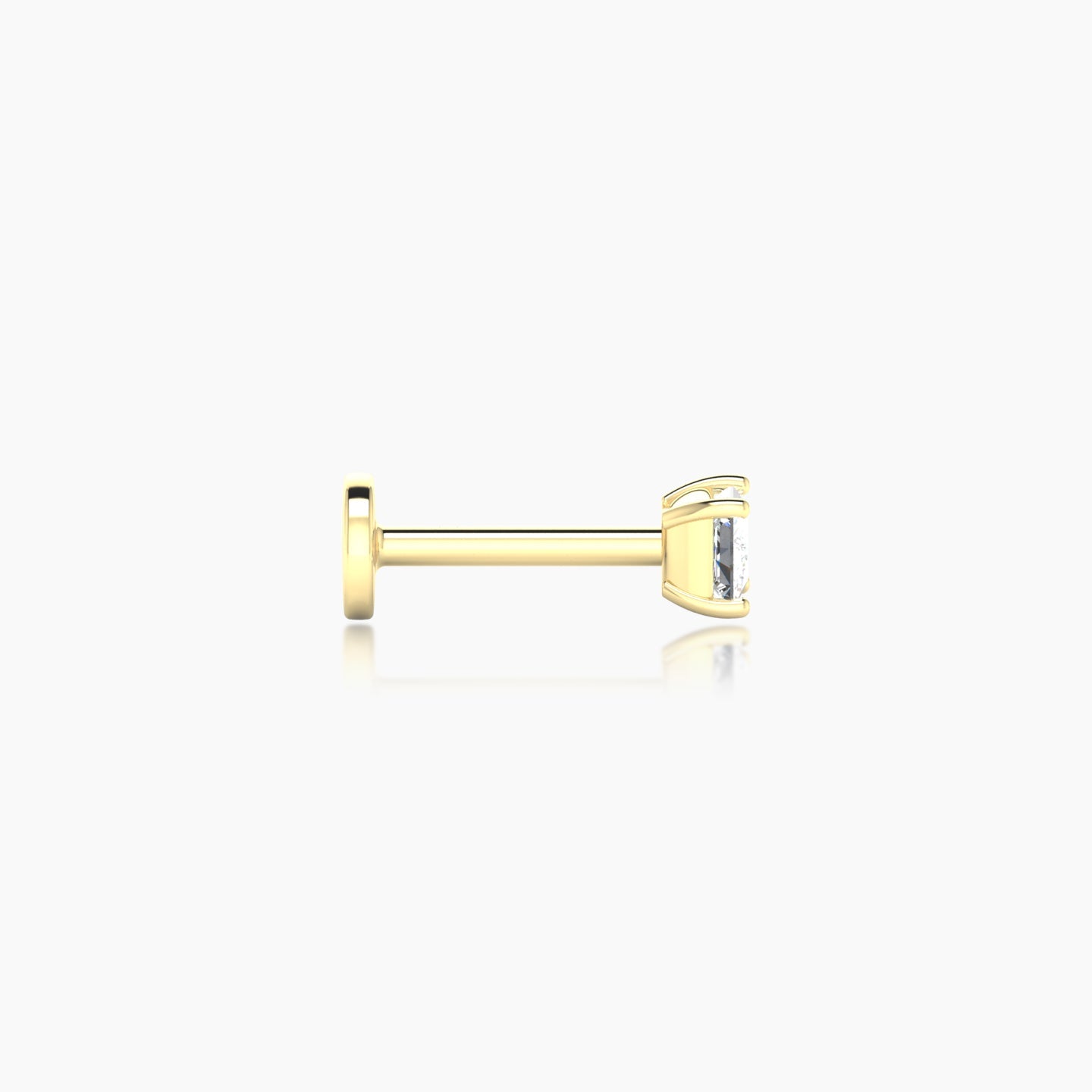 Nut | 18k Yellow Gold 3 mm 6.5 mm Princess Diamond Nostril Piercing