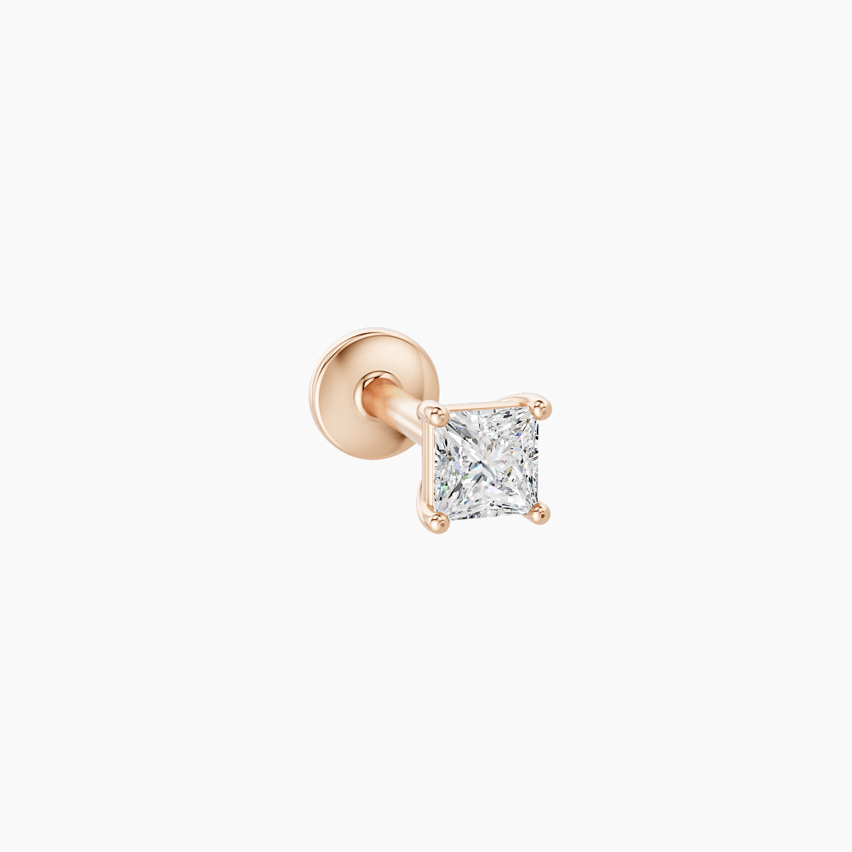 Nut | 18k Rose Gold 3 mm 6.5 mm Princess Diamond Piercing