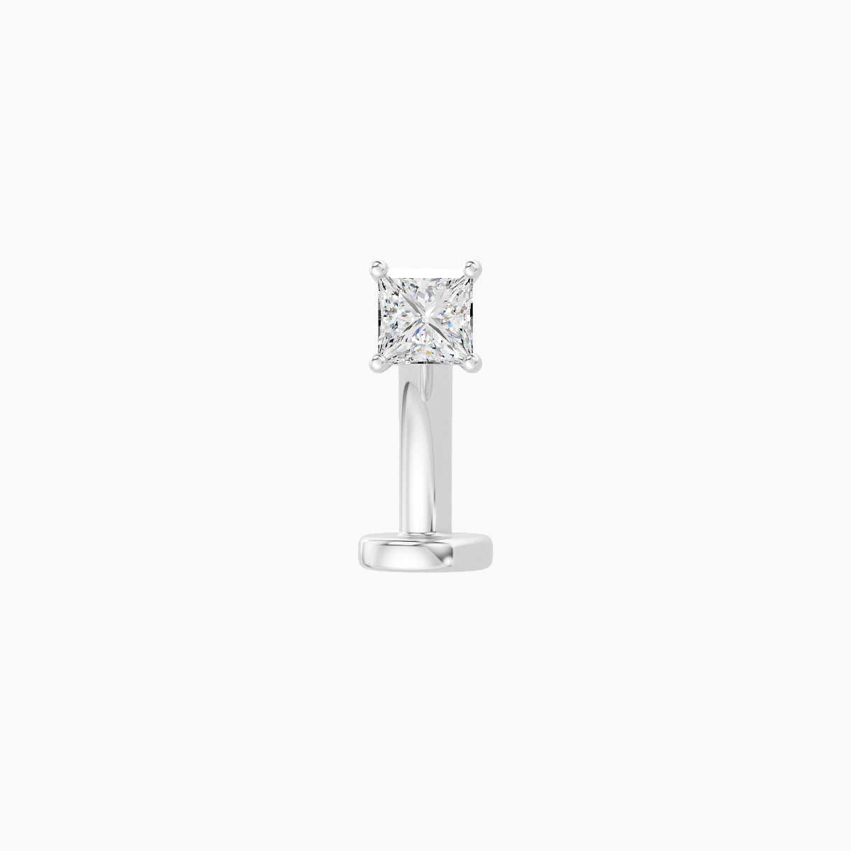Nut | 18k White Gold 2.5 mm 8 mm Princess Diamond Floating Navel Piercing