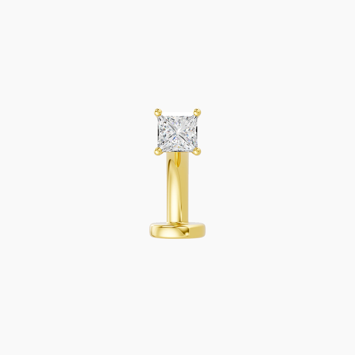 Nut | 18k Yellow Gold 2.5 mm 8 mm Princess Diamond Floating Navel Piercing