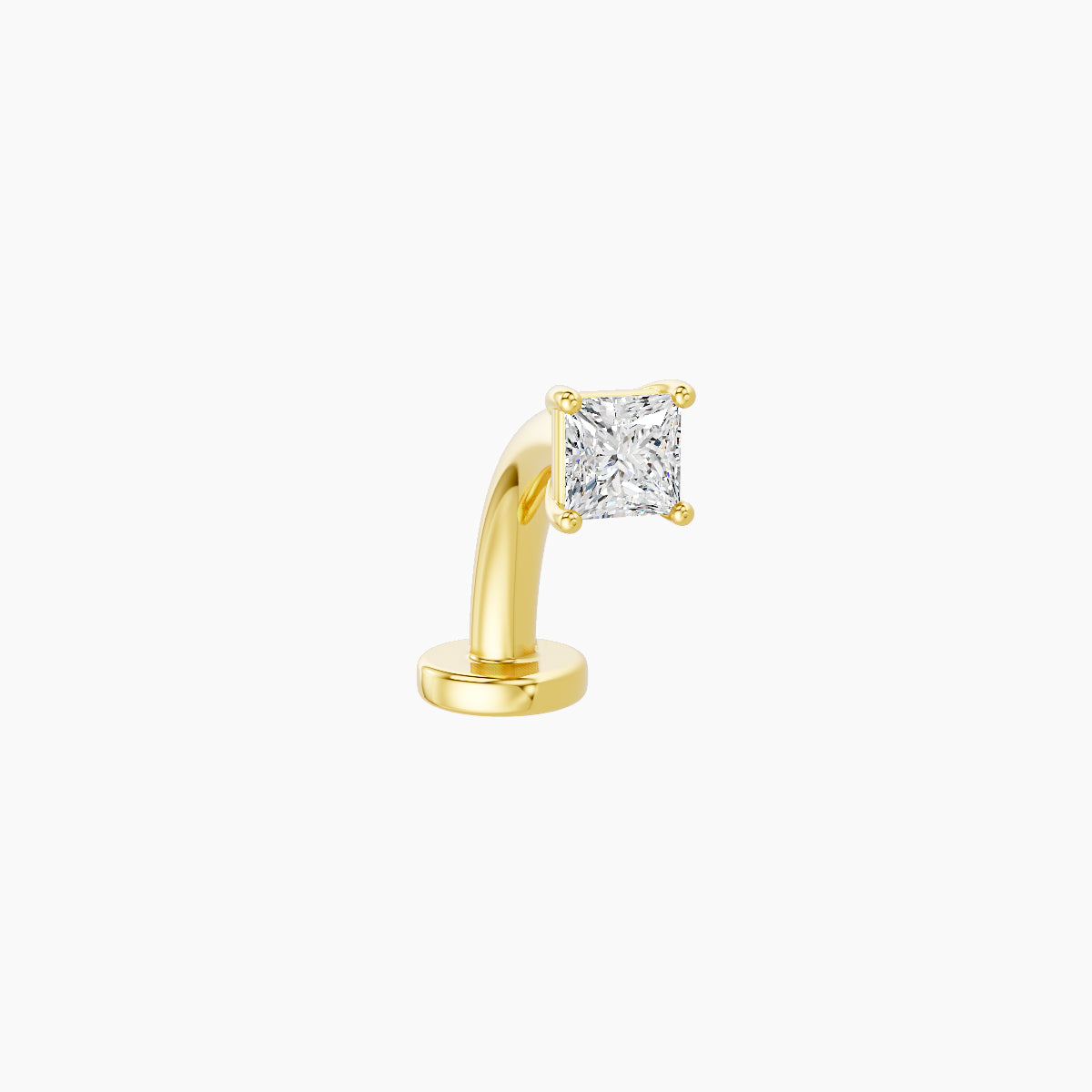 Nut | 18k Yellow Gold 2.5 mm 8 mm Princess Diamond Floating Navel Piercing