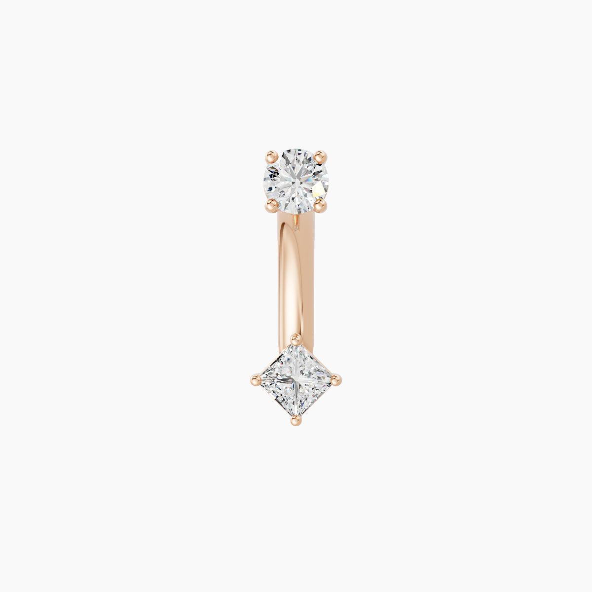 Nut | 18k Rose Gold 3 mm 8 mm Princess Diamond Navel Piercing