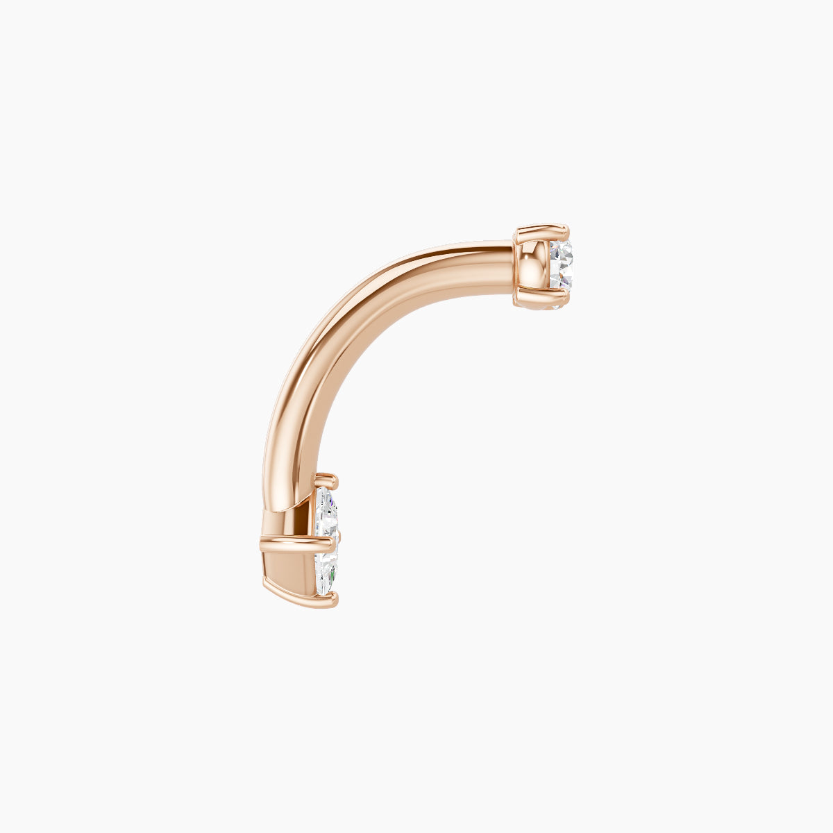Nut | 18k Rose Gold 3 mm 8 mm Princess Diamond Navel Piercing
