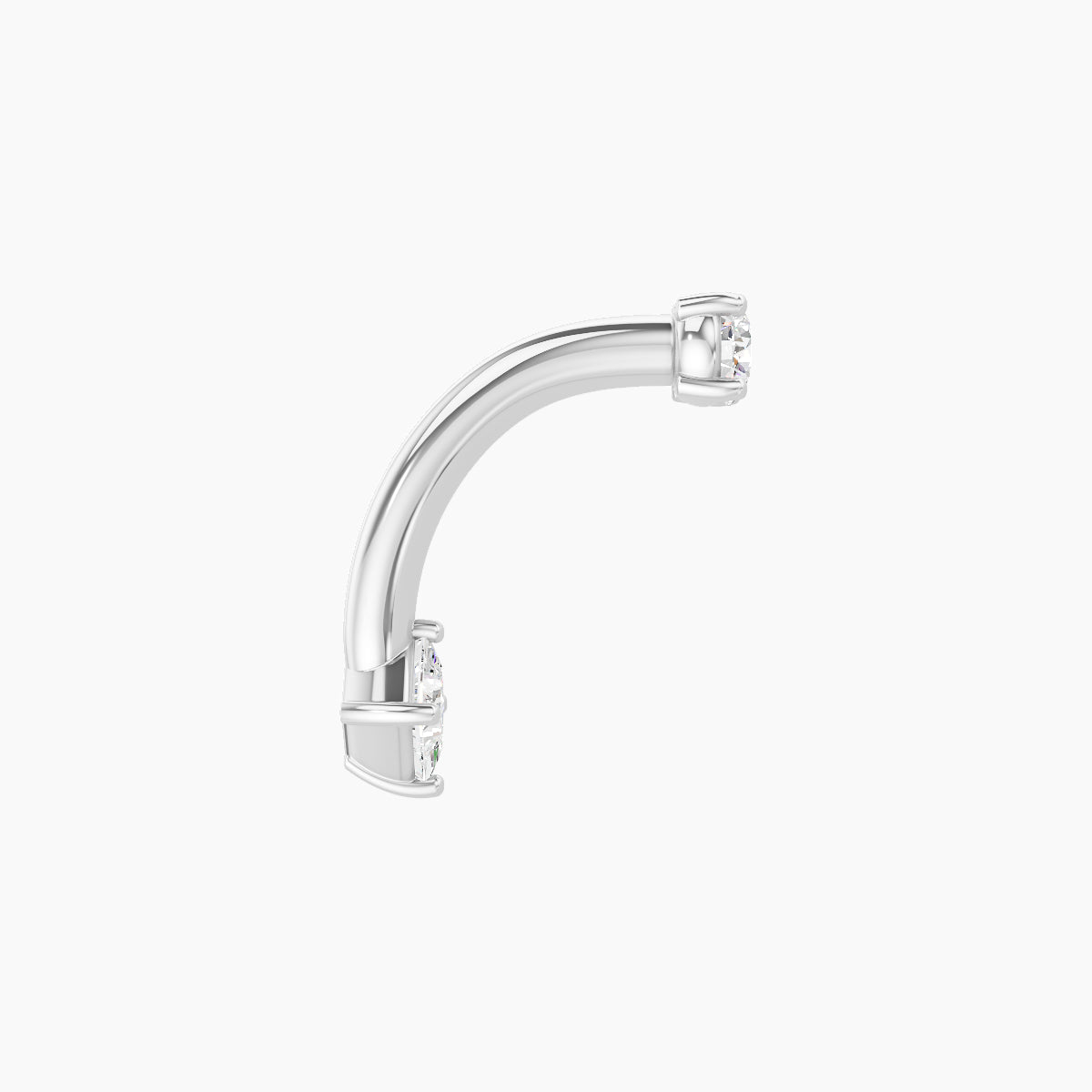 Nut | 18k White Gold 3 mm 8 mm Princess Diamond Navel Piercing