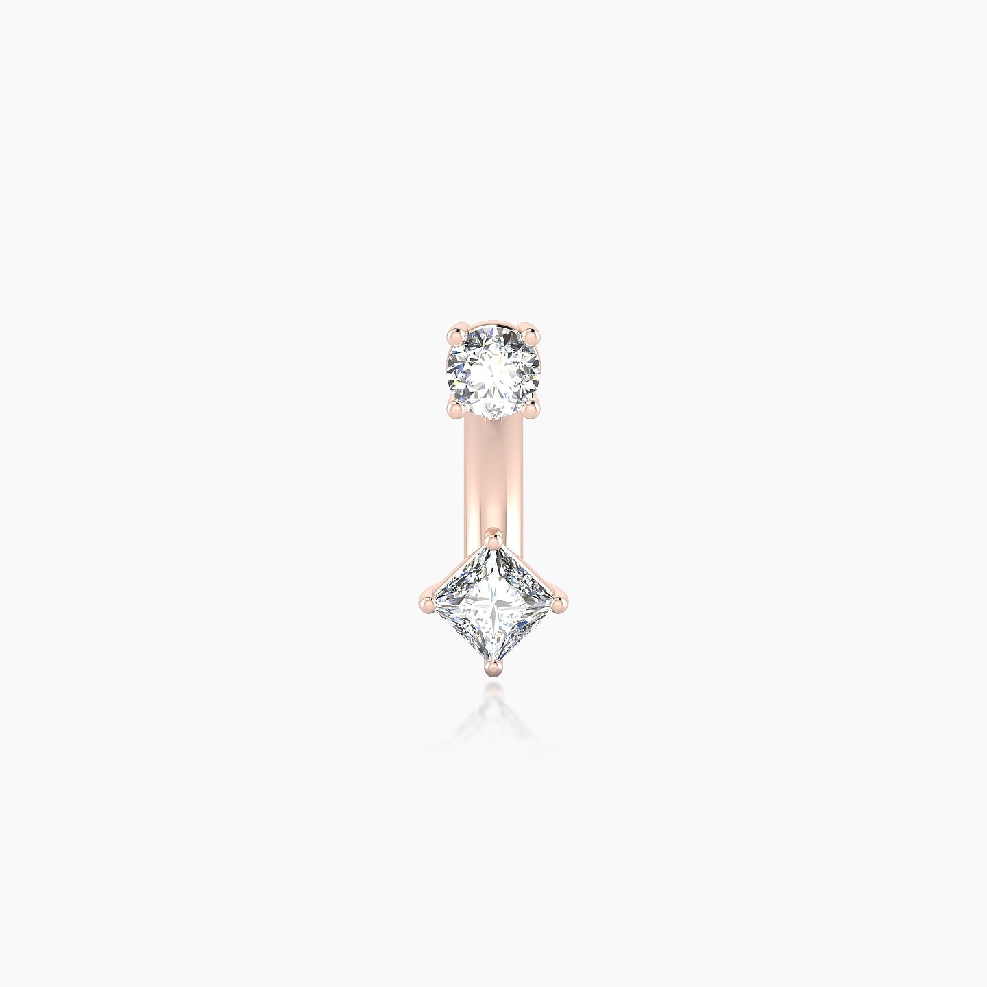 Nut | 18k Rose Gold 8 mm 3 mm Princess Diamond Navel Piercing