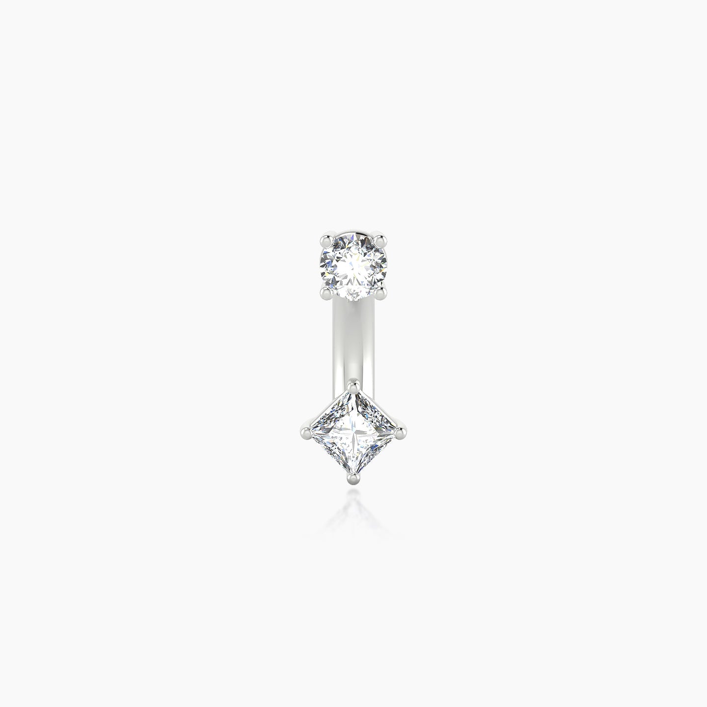 Nut | 18k White Gold 8 mm 3 mm Princess Diamond Navel Piercing