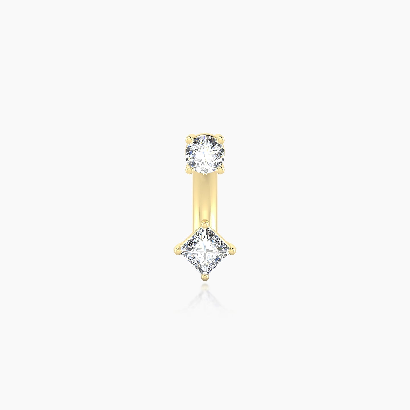 Nut | 18k Yellow Gold 8 mm 3 mm Princess Diamond Navel Piercing