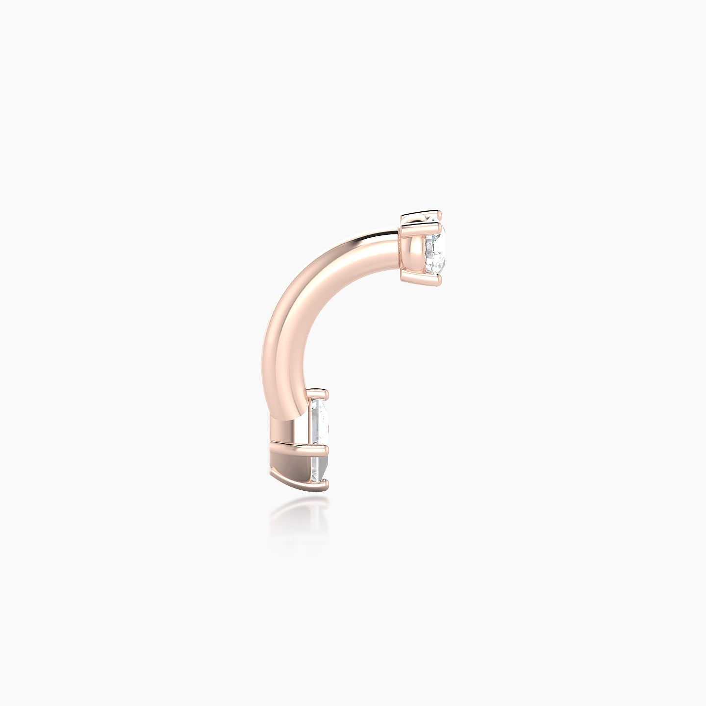 Nut | 18k Rose Gold 8 mm 3 mm Princess Diamond Navel Piercing