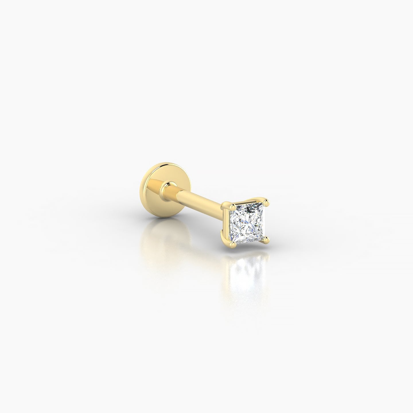 Nut | 18k Yellow Gold 3 mm 8 mm Princess Diamond Nostril Piercing