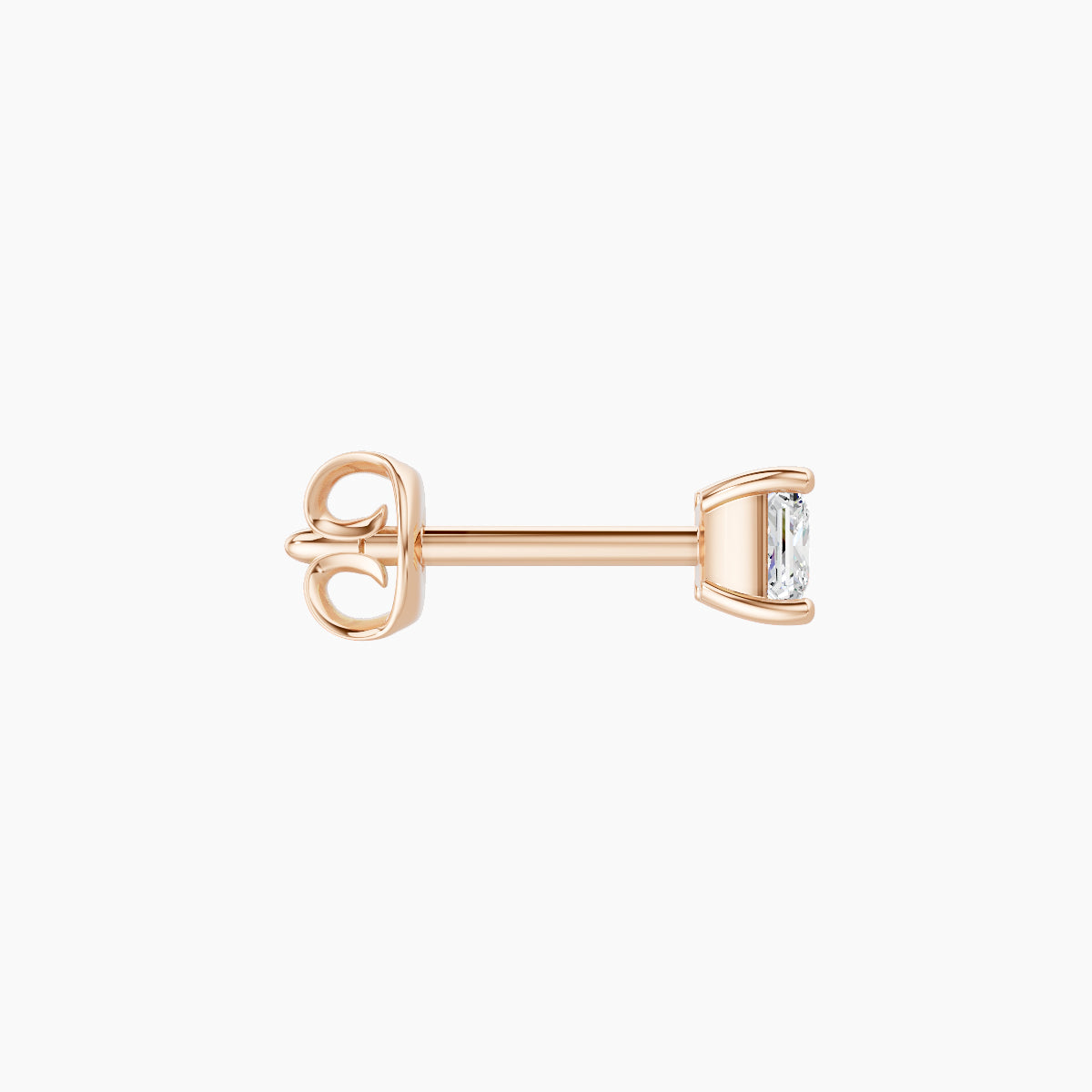 Nut | Boucle d'Oreille Diamant Princesse Or Rose 18k Hypoallergénique 3 mm