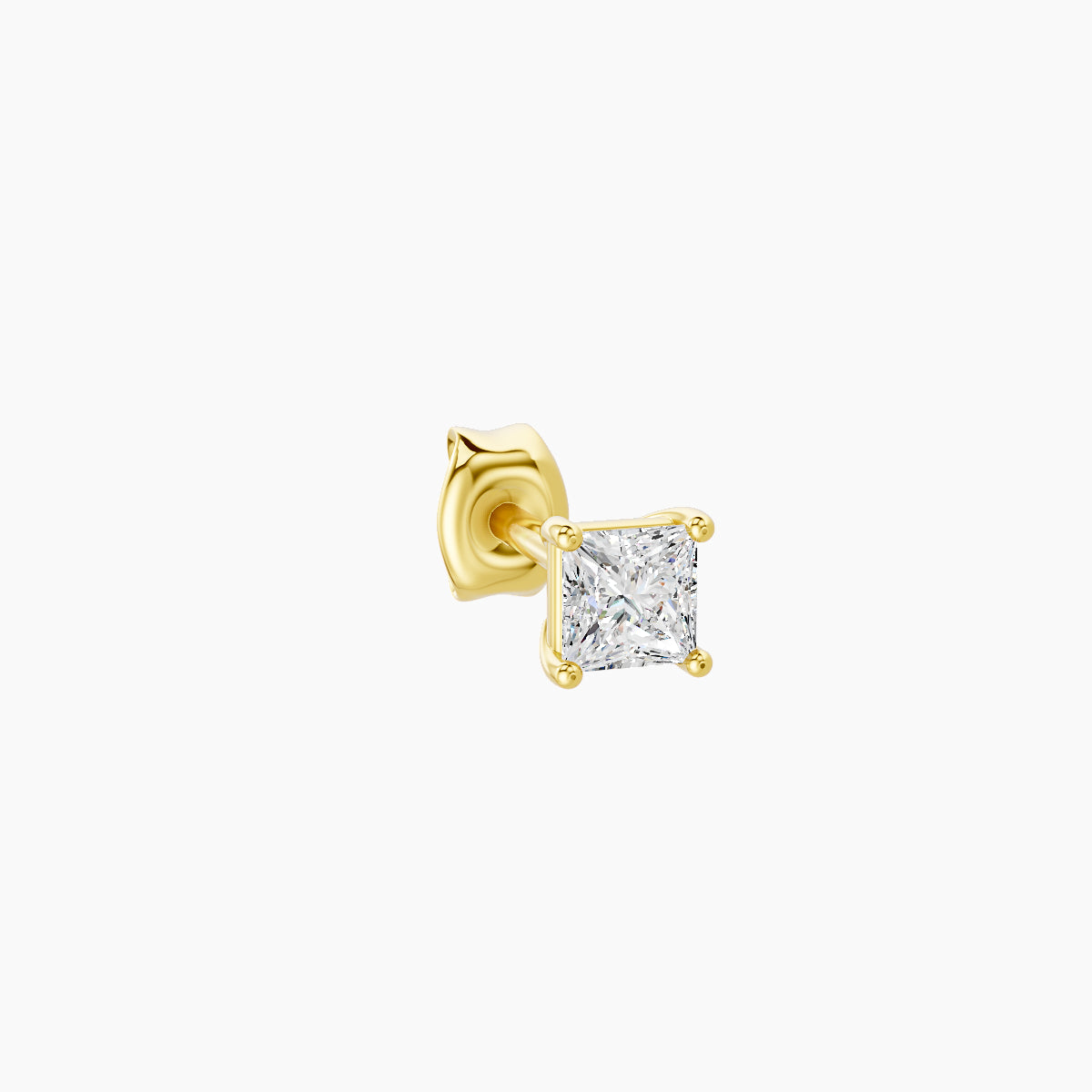 Nut | 18k Yellow Gold 3 mm Princess Diamond Earring