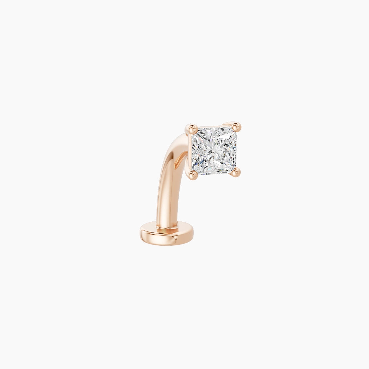 Nut | 18k Rose Gold 3.5 mm 10 mm Princess Diamond Floating Navel Piercing