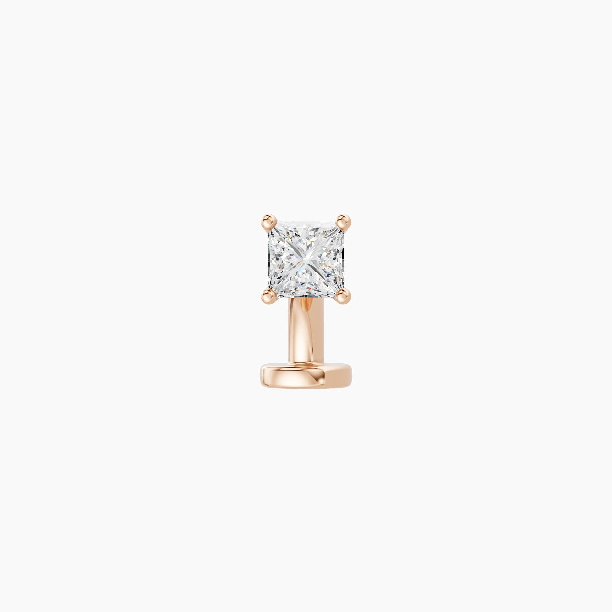 Nut | 18k Rose Gold 3.5 mm 6 mm Princess Diamond Floating Navel Piercing