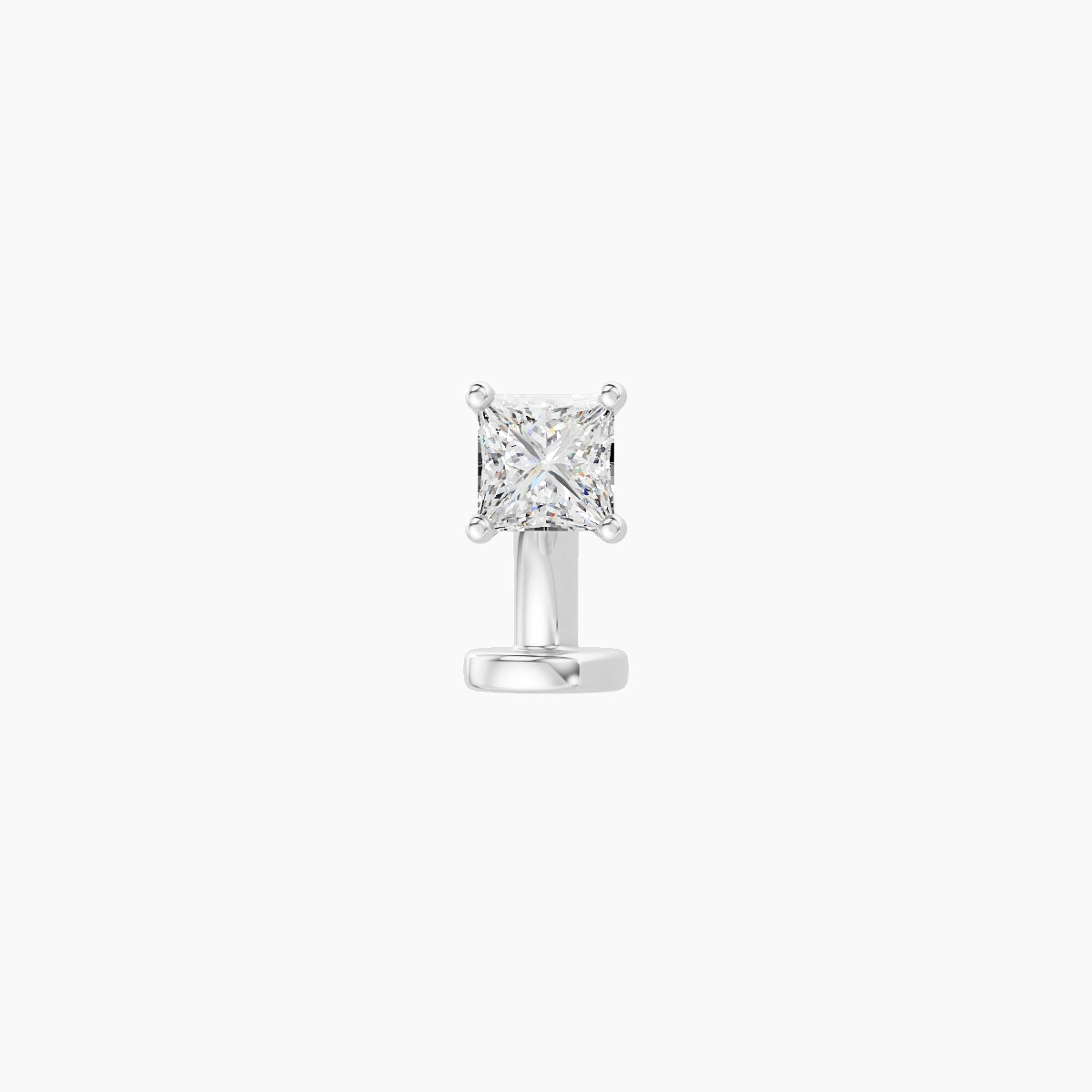 Nut | 18k White Gold 3.5 mm 6 mm Princess Diamond Floating Navel Piercing