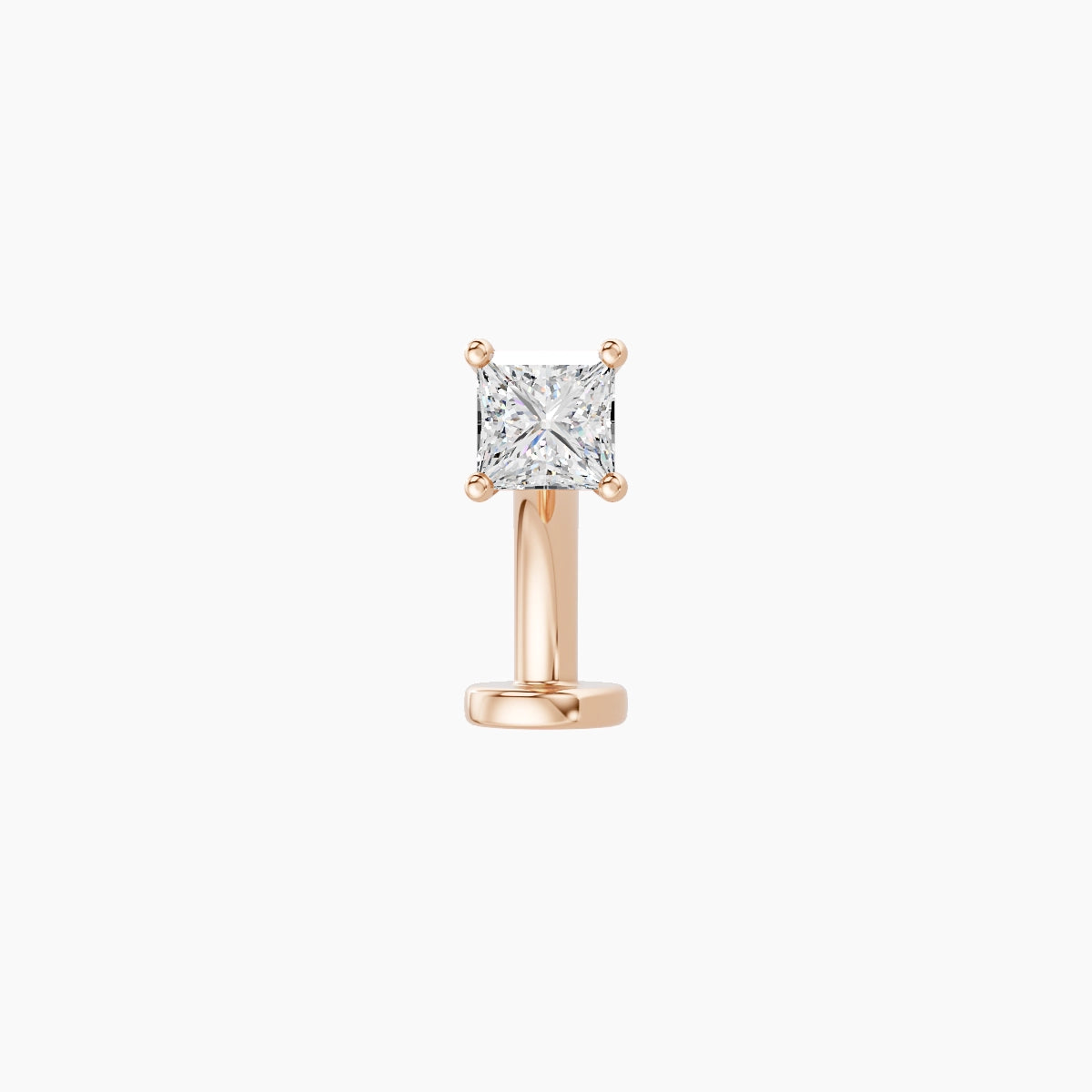 Nut | 18k Rose Gold 3.5 mm 8 mm Princess Diamond Floating Navel Piercing