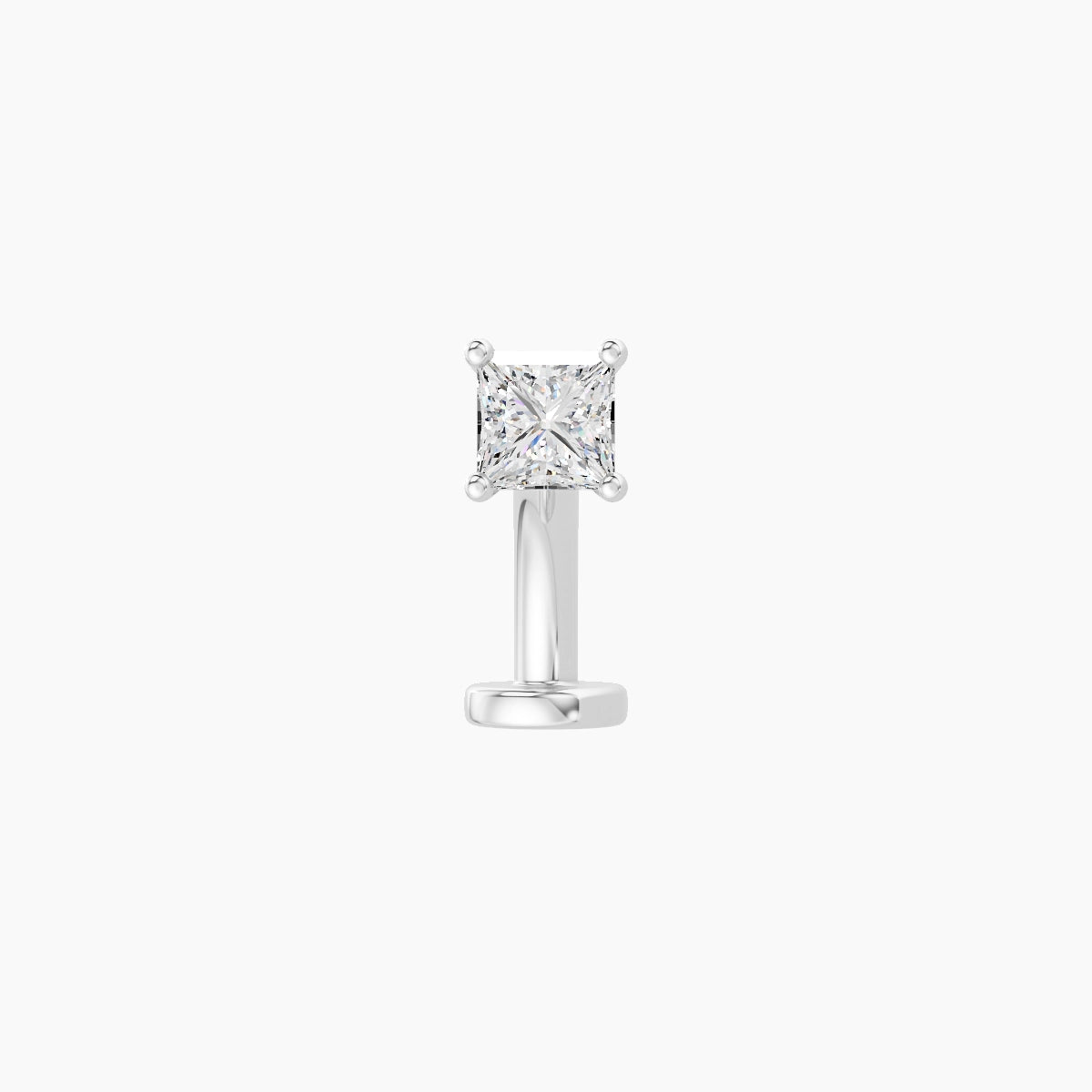 Nut | 18k White Gold 3.5 mm 8 mm Princess Diamond Floating Navel Piercing