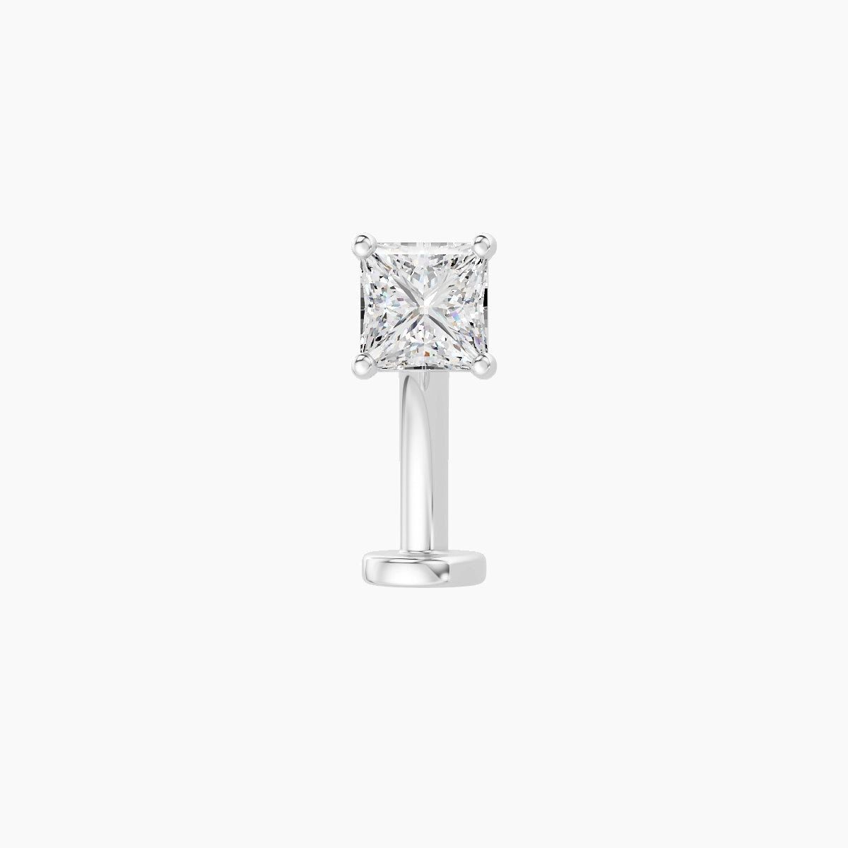 Nut | 18k White Gold 4 mm 10 mm Princess Diamond Floating Navel Piercing