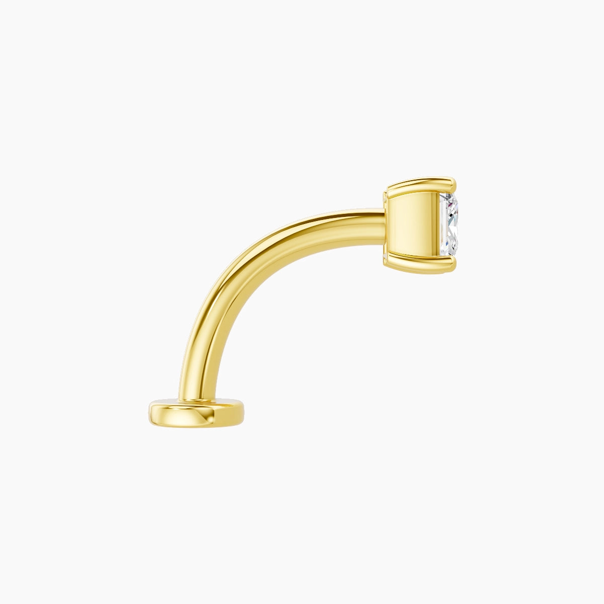 Nut | 18k Yellow Gold 4 mm 10 mm Princess Diamond Floating Navel Piercing