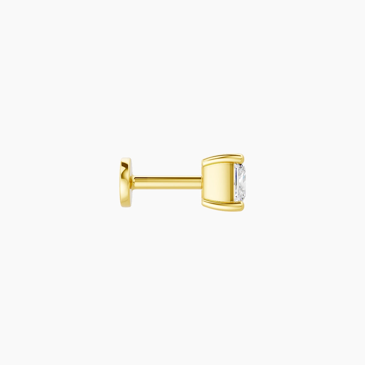 Nut | Piercing Diamant Princesse Or Jaune 18k Hypoallergénique 4 mm 5 mm