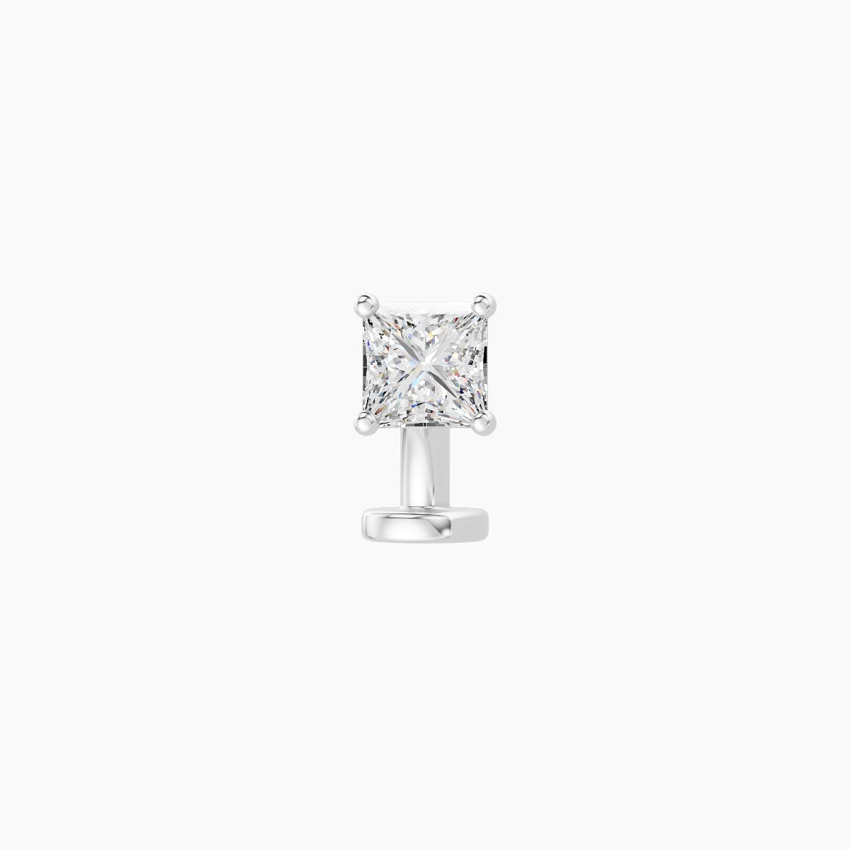 Nut | 18k White Gold 4 mm 6 mm Princess Diamond Floating Navel Piercing
