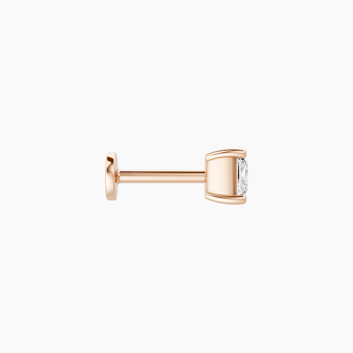 Nut | Piercing Diamant Princesse Or Rose 18k Hypoallergénique 4 mm 6.5 mm