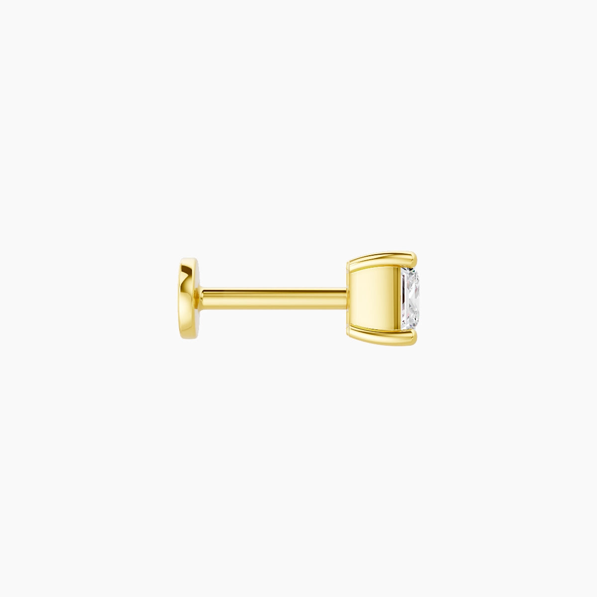 Nut | Piercing Diamant Princesse Or Jaune 18k Hypoallergénique 4 mm 6.5 mm