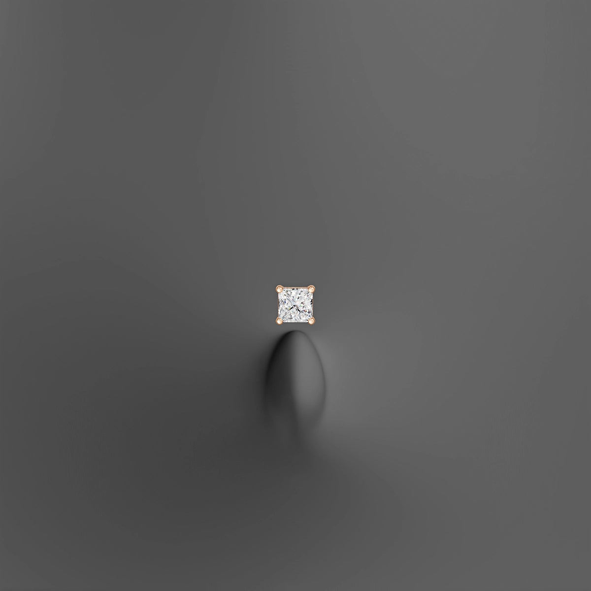 Nut | 18k Rose Gold 4 mm 8 mm Princess Diamond Floating Navel Piercing