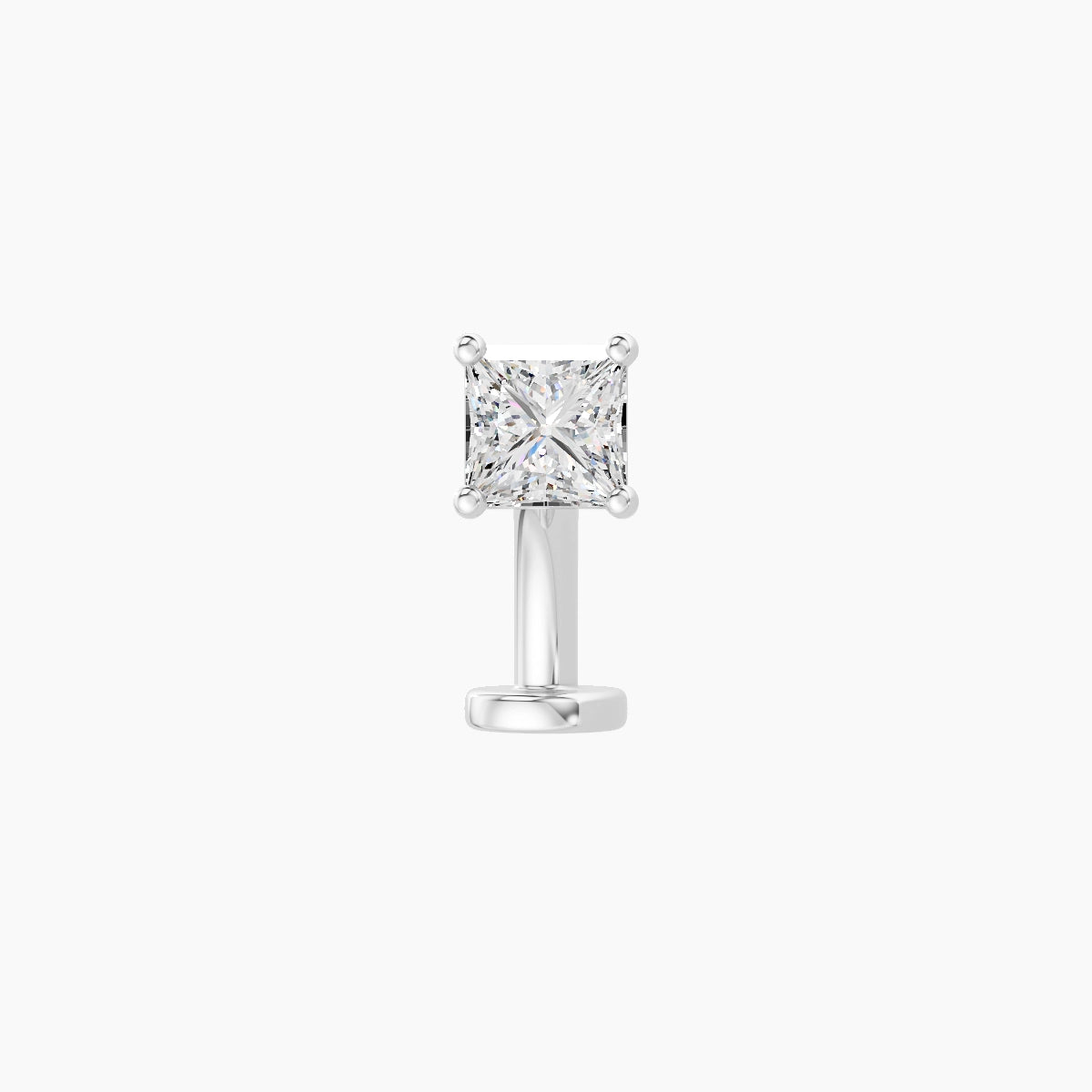 Nut | 18k White Gold 4 mm 8 mm Princess Diamond Floating Navel Piercing
