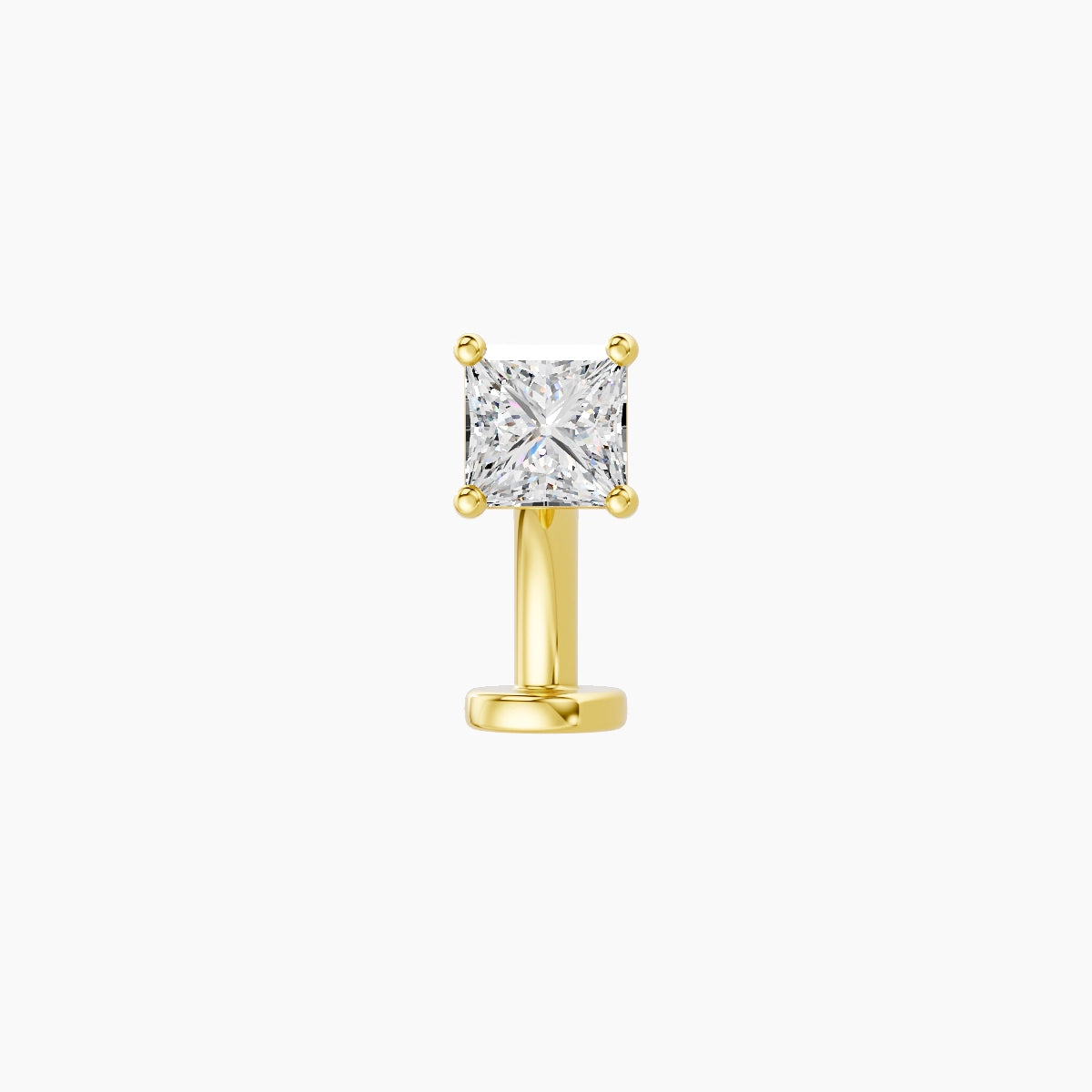 Nut | 18k Yellow Gold 4 mm 8 mm Princess Diamond Floating Navel Piercing