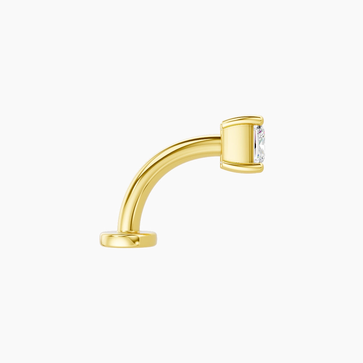 Nut | 18k Yellow Gold 4 mm 8 mm Princess Diamond Floating Navel Piercing