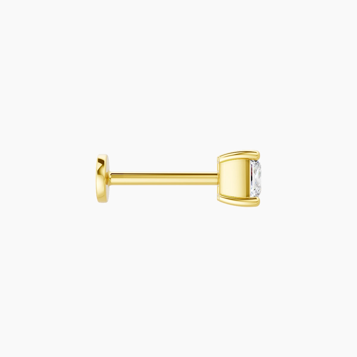 Nut | 18k Yellow Gold 4 mm 8 mm Princess Diamond Nose Piercing