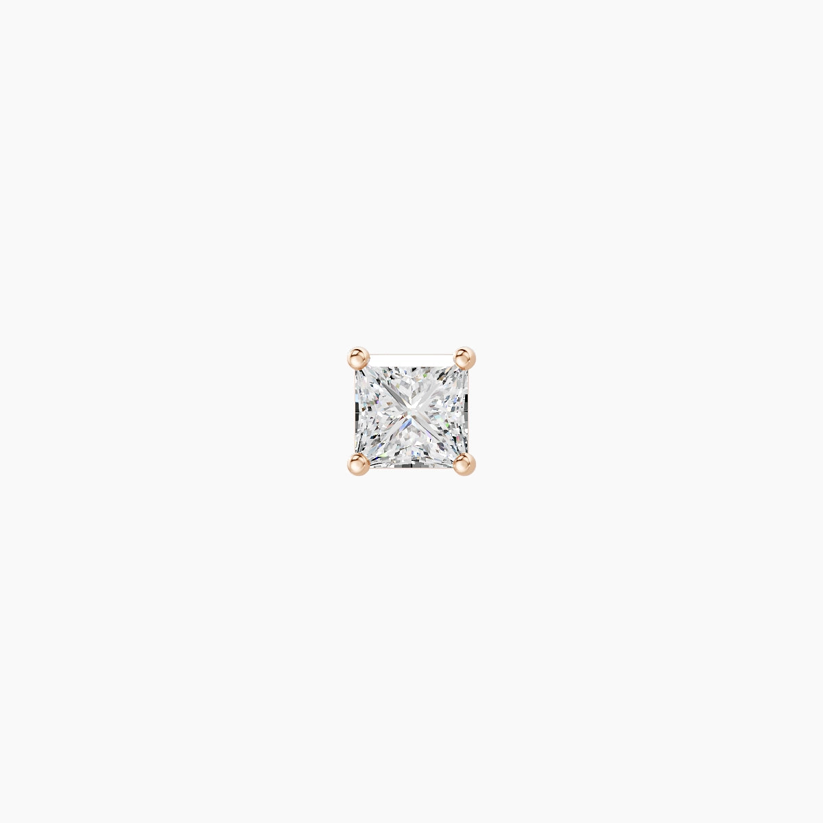 Nut | Boucle d'Oreille Diamant Princesse Or Rose 18k Hypoallergénique 4 mm