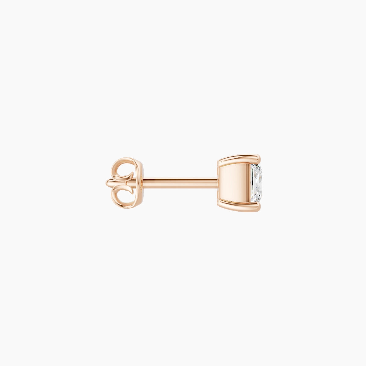 Nut | Boucle d'Oreille Diamant Princesse Or Rose 18k Hypoallergénique 4 mm