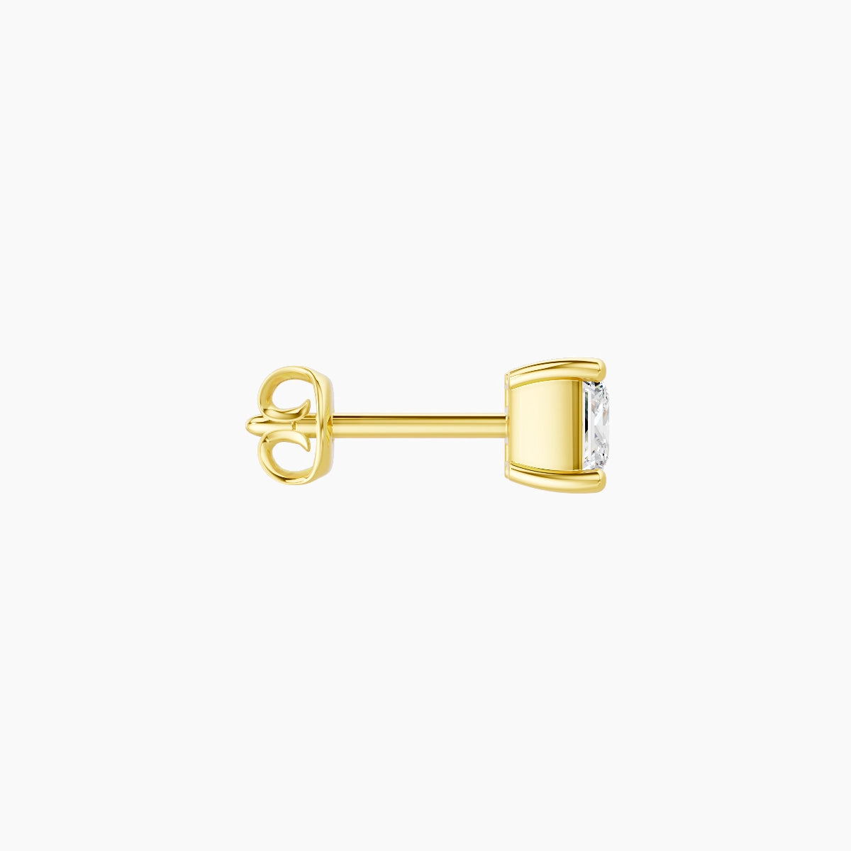 Nut | Boucle d'Oreille Diamant Princesse Or Jaune 18k Hypoallergénique 4 mm