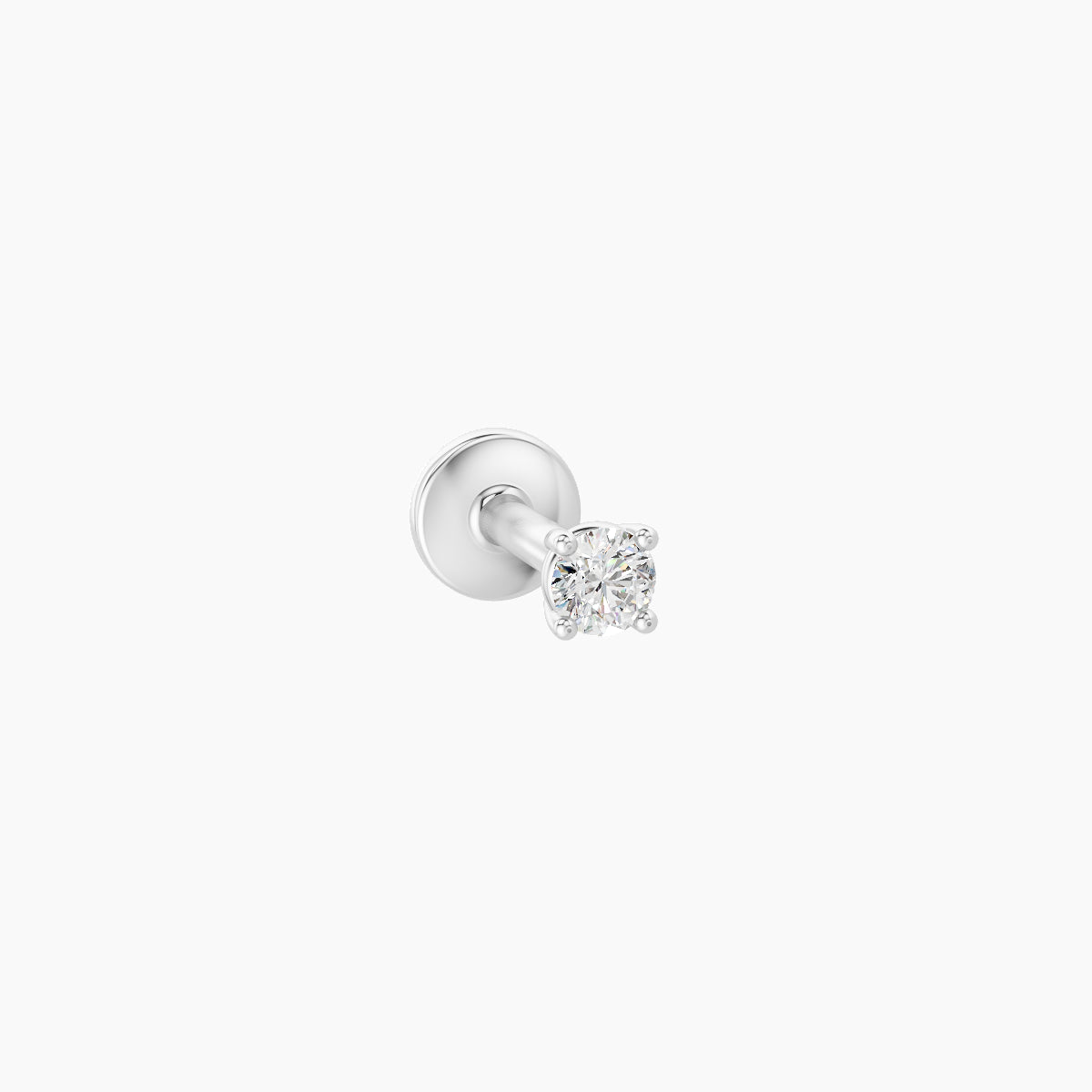 Nut | 18k White Gold 2 mm 5 mm Round Diamond Nose Piercing