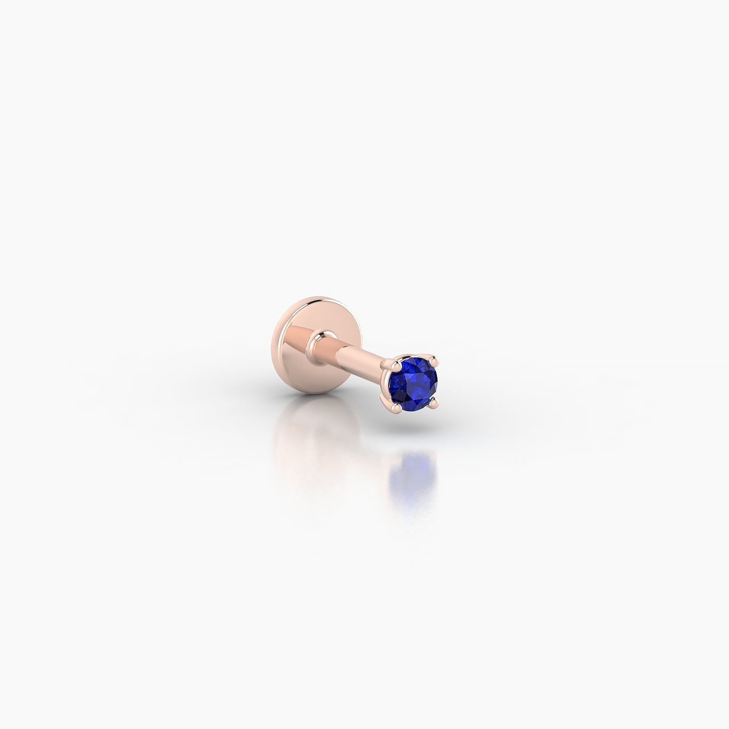 Nut | 18k Rose Gold 5 mm 2 mm Round Sapphire Nostril Piercing