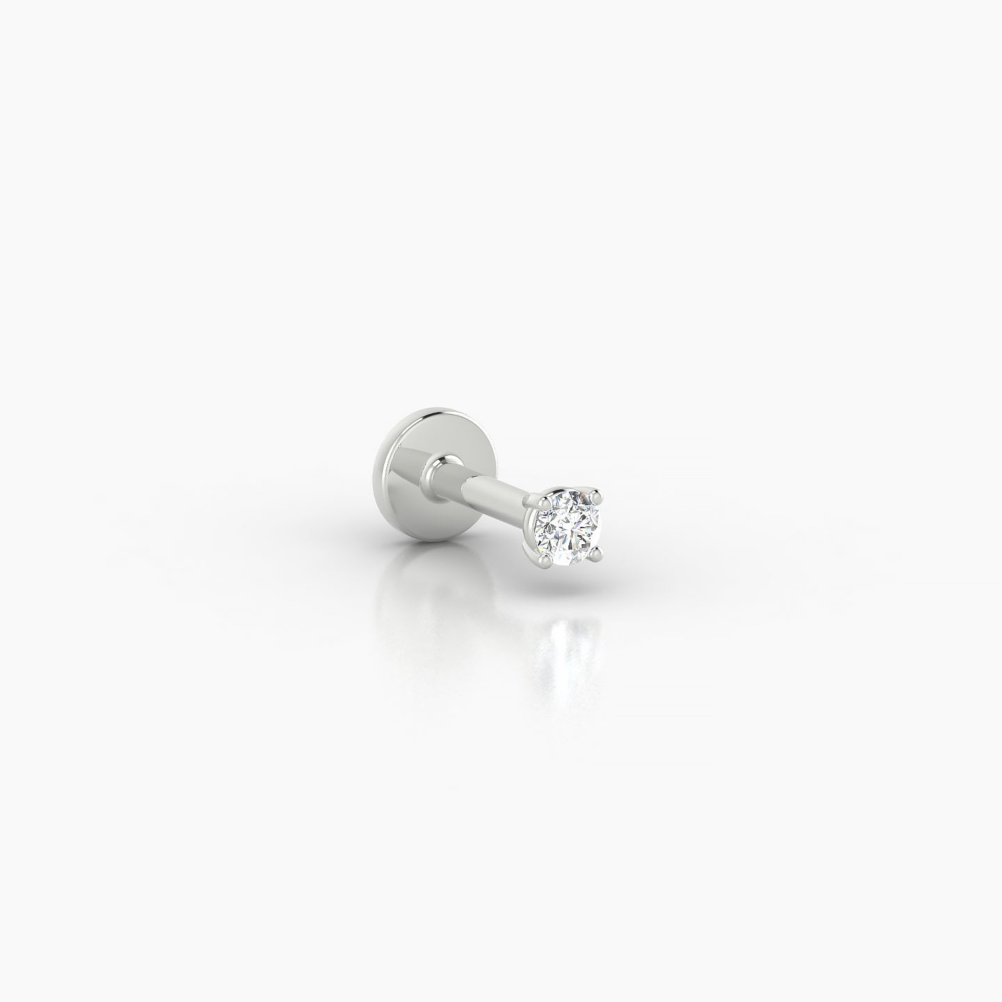 Nut | 18k White Gold 2 mm 5 mm Round Diamond Nostril Piercing