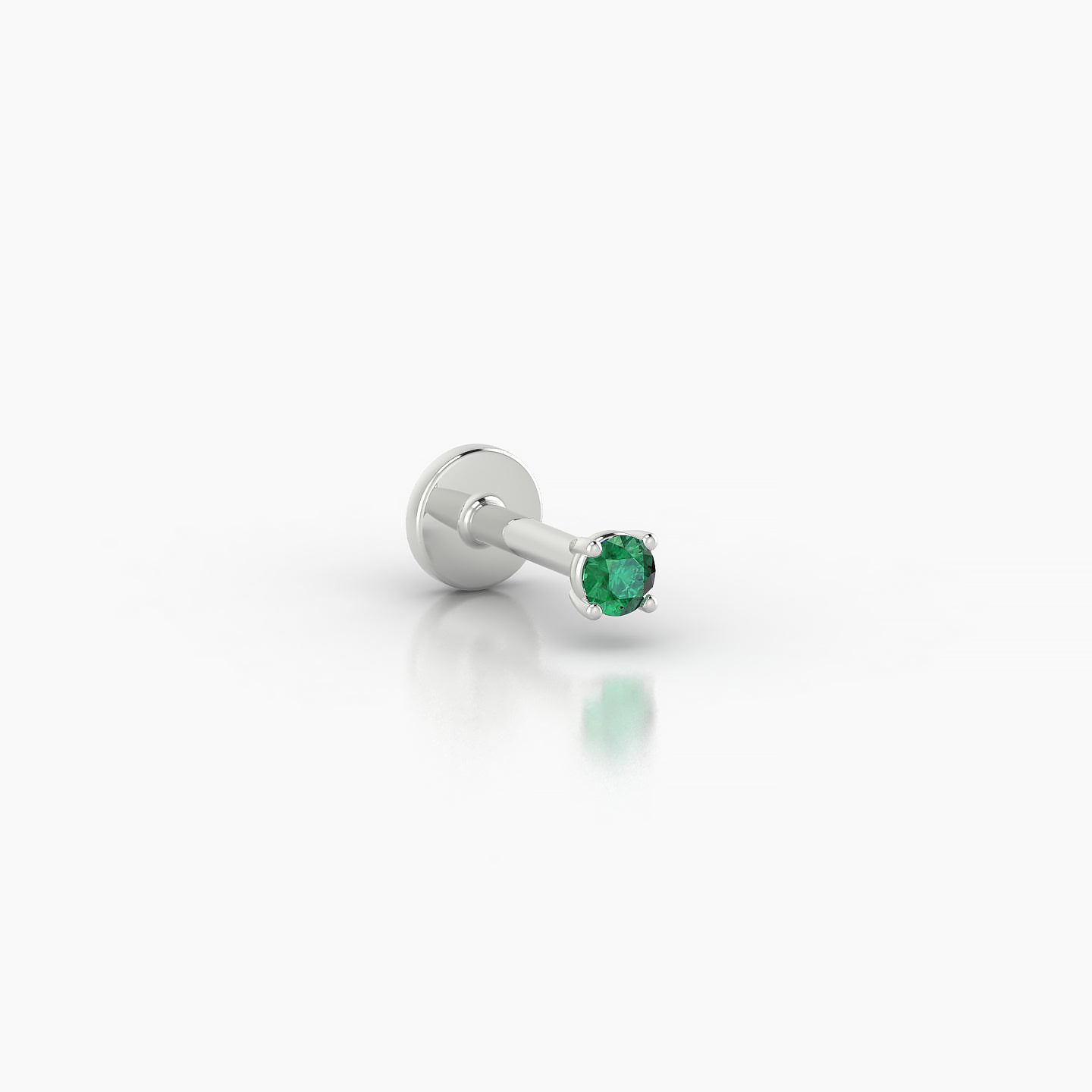 Nut | 18k White Gold 5 mm 2 mm Round Emerald Nostril Piercing