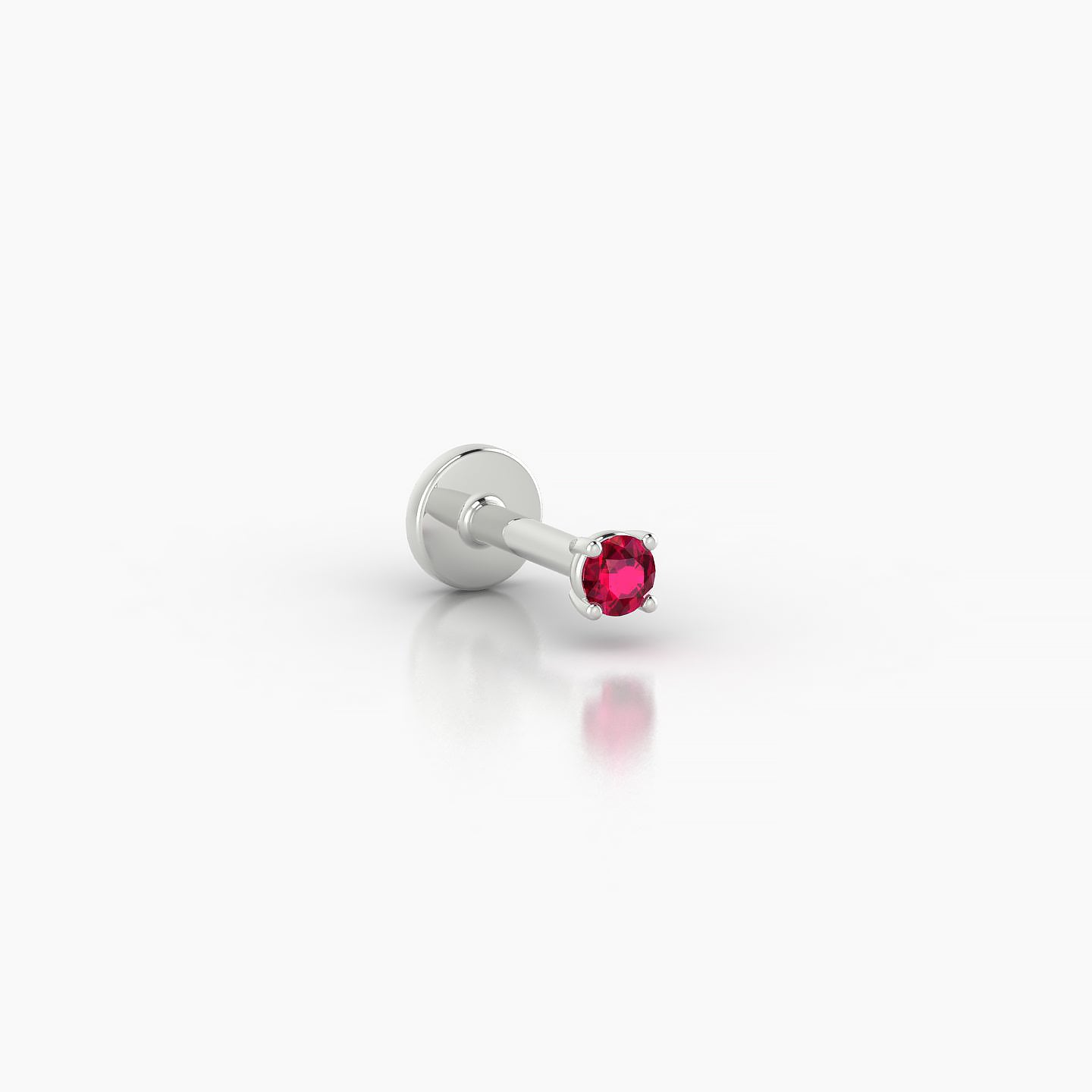 Nut | 18k White Gold 5 mm 2 mm Round Ruby Nostril Piercing