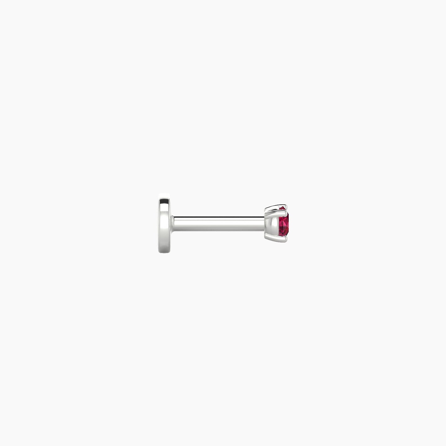 Nut | 18k White Gold 5 mm 2 mm Round Ruby Nostril Piercing