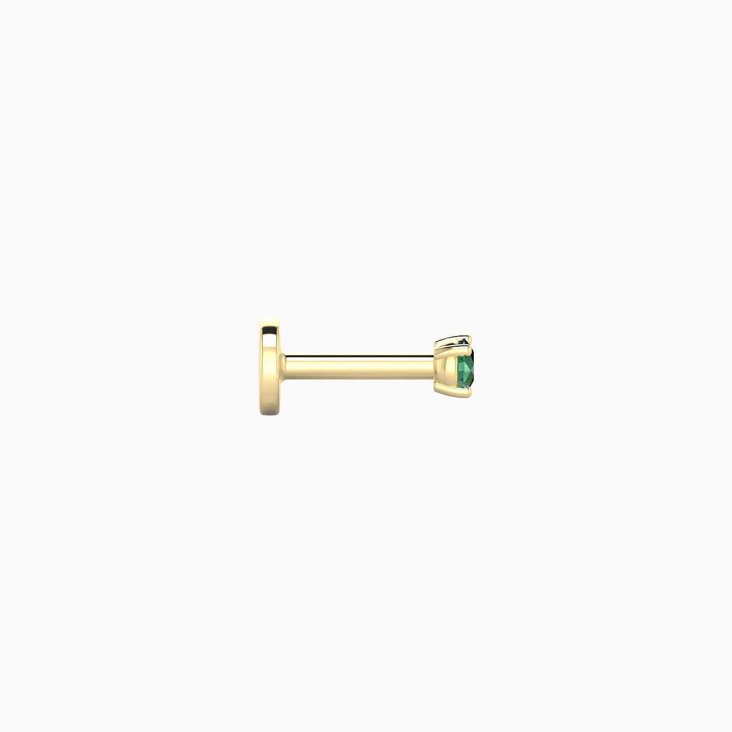 Nut | 18k Yellow Gold 5 mm 2 mm Round Emerald Nostril Piercing