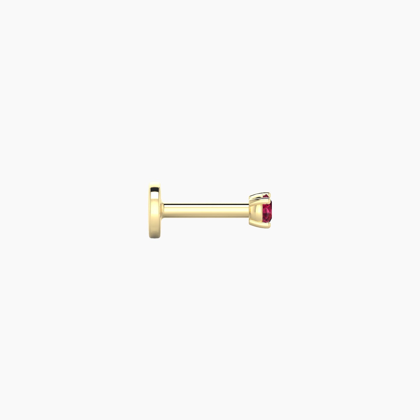 Nut | 18k Yellow Gold 5 mm 2 mm Round Ruby Nostril Piercing