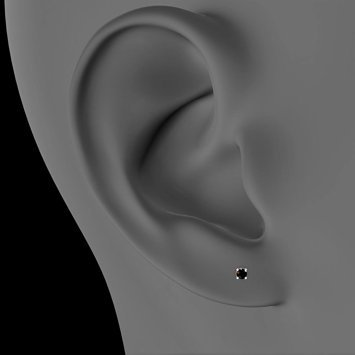 Nut | 18k White Gold 5 mm 2 mm Round Black Diamond Piercing