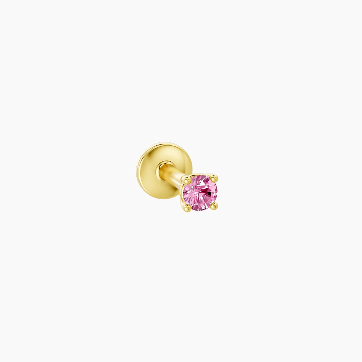 Nut | 18k Yellow Gold 5 mm 2 mm Round Pink Sapphire Piercing