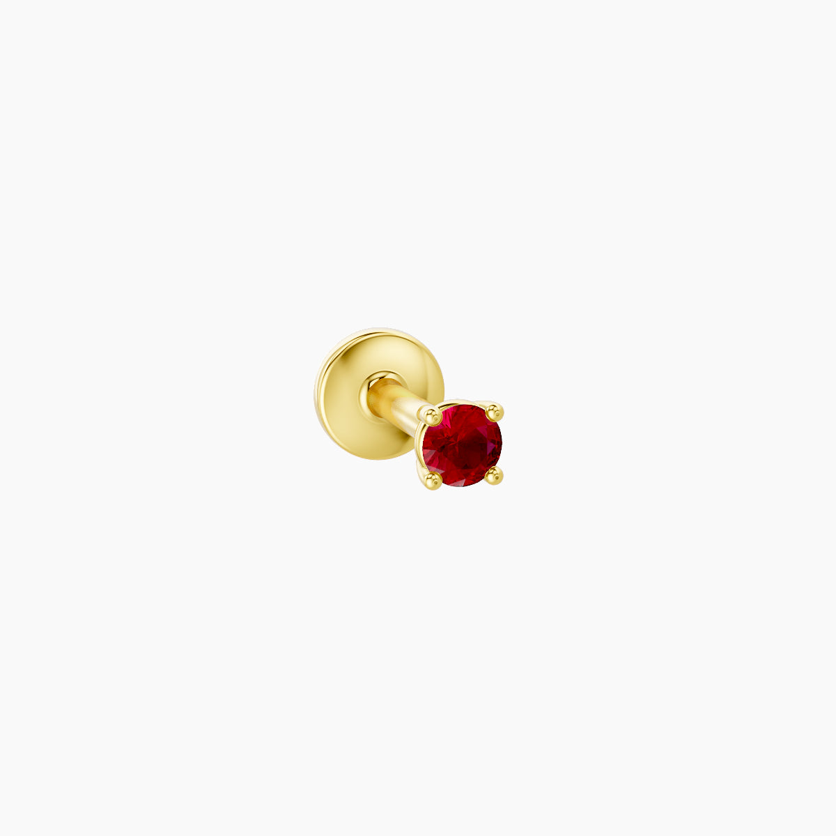 Nut | 18k Yellow Gold 5 mm 2 mm Round Ruby Piercing