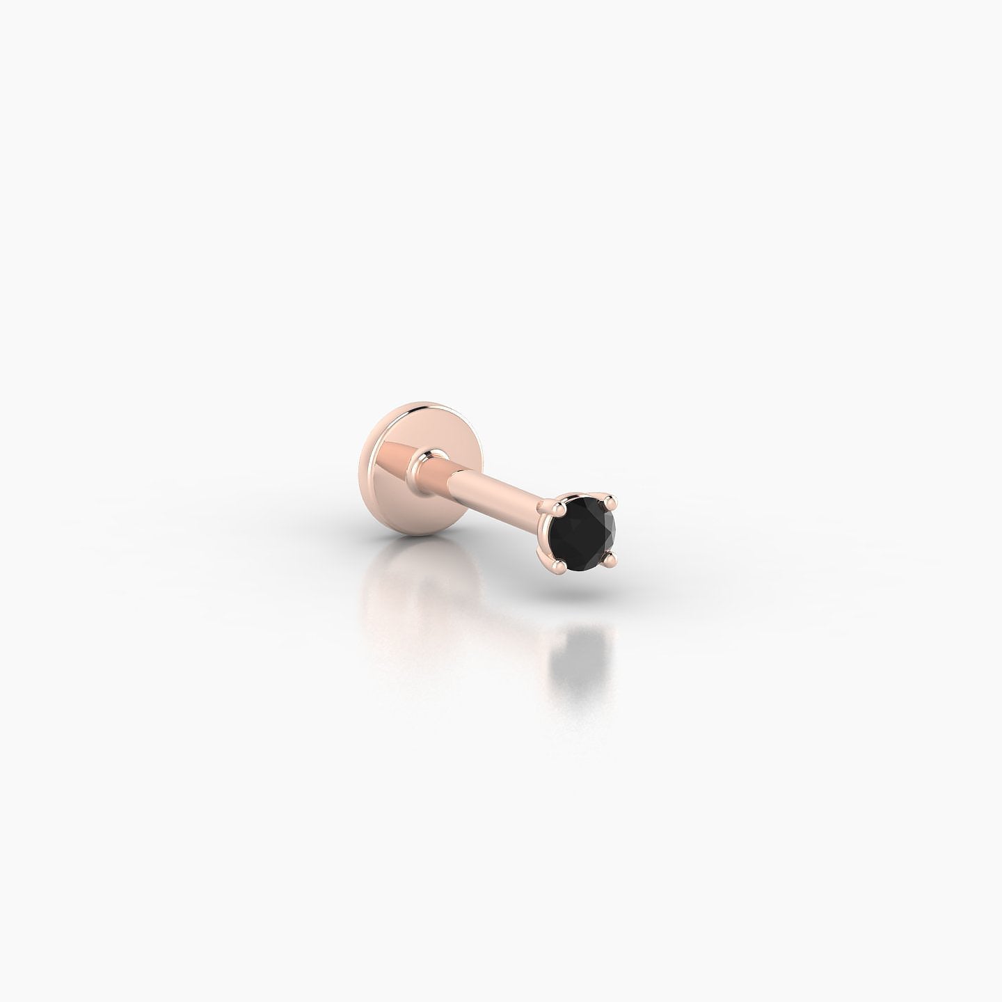 Nut | 18k Rose Gold 6.5 mm 2 mm Round Black Diamond Nostril Piercing