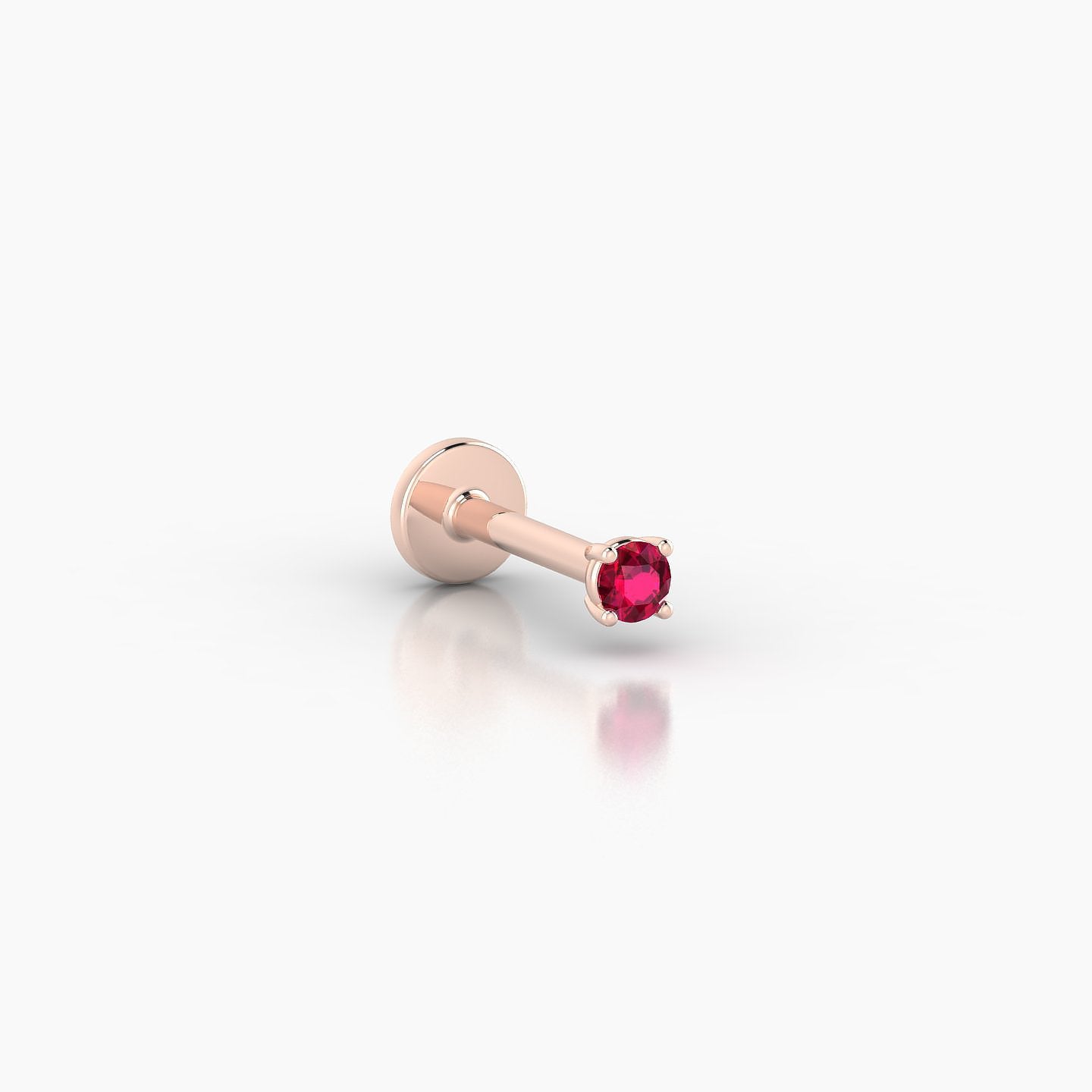 Nut | 18k Rose Gold 6.5 mm 2 mm Round Ruby Nostril Piercing