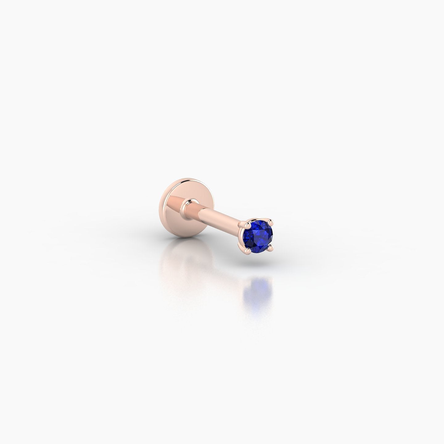 Nut | 18k Rose Gold 6.5 mm 2 mm Round Sapphire Nostril Piercing